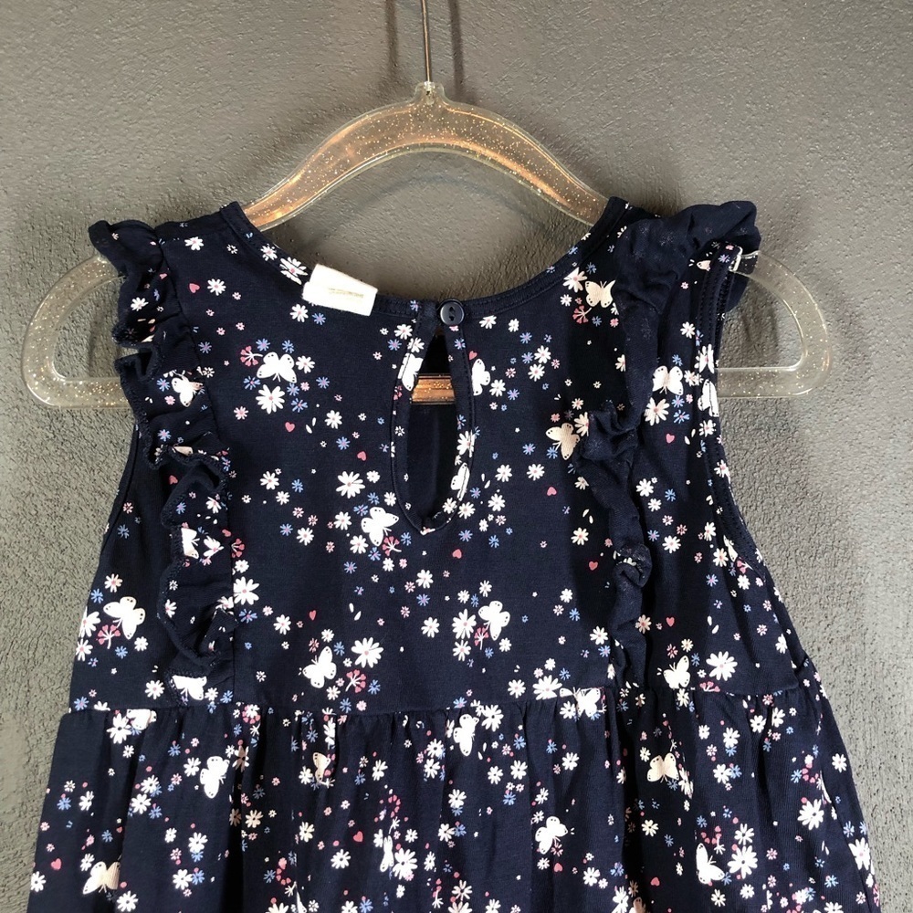 H&M Toddler Girls Blue Floral Butterfly Print Ruffle Dress - Picture 5 of 6